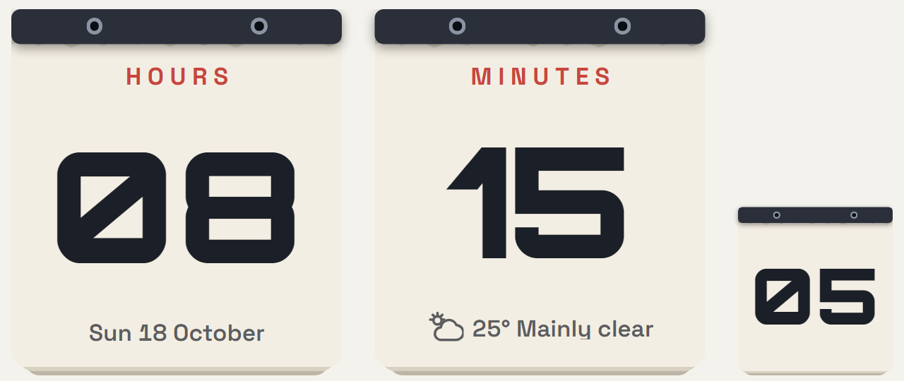Tear-off pads, with the date and the weather on the sheets.